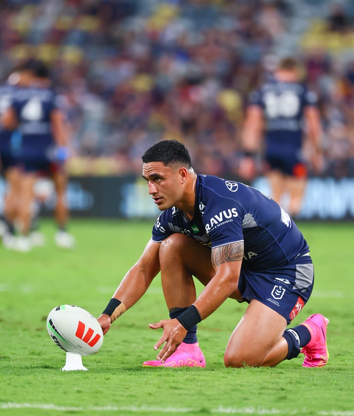 Valentine Holmes lines up for a conversion.