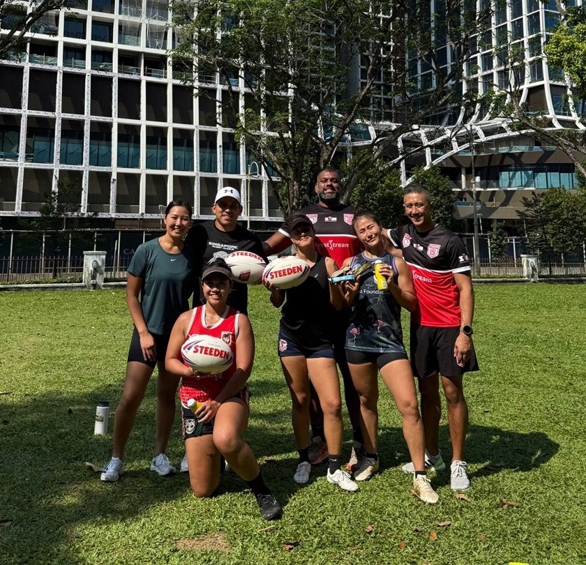 All smiles after the first Singapore Women's Rugby League team training session in Singapore.