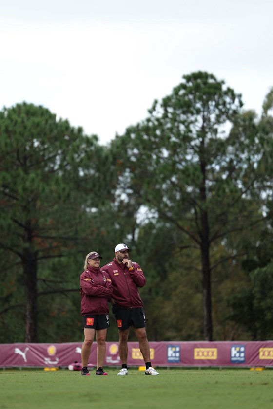 Queensland coach Tahnee Norris with assistant coach Greg Inglis.