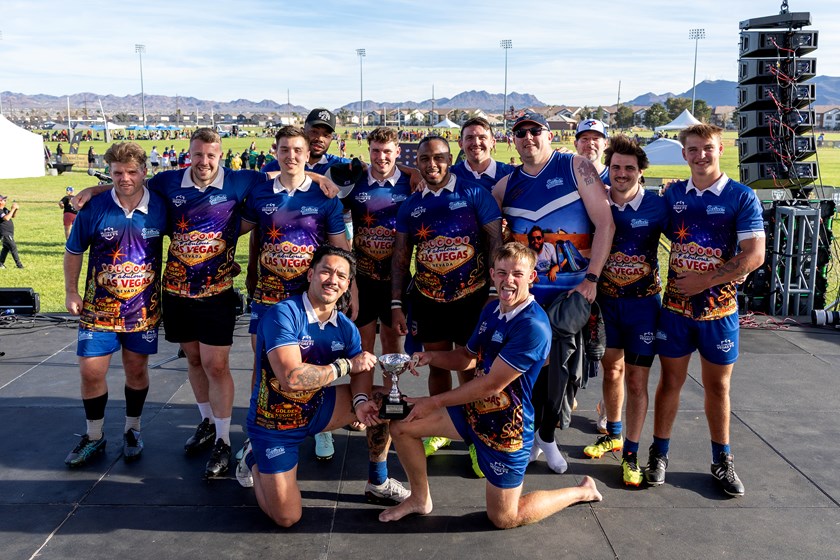 Toronto City Saints celebrate being named the NRL 9s Bowl champions.