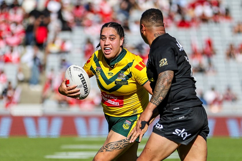 Rima Butler in action against the Kiwi Ferns in Eden Park.