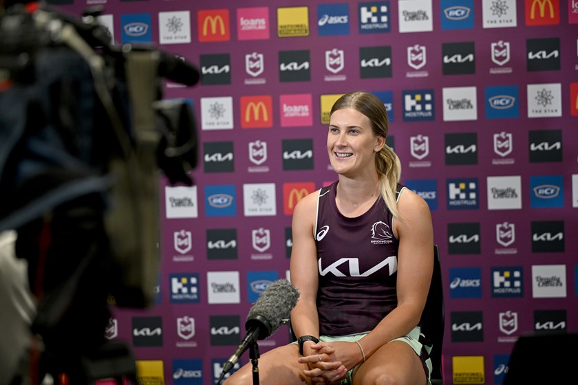 Shenae Ciesiolka speaks to media in the lead up to the 2025 grand final.
