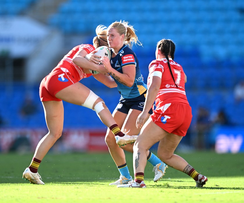 Lainlani Montgomery in action against the Dragons in Round 8.