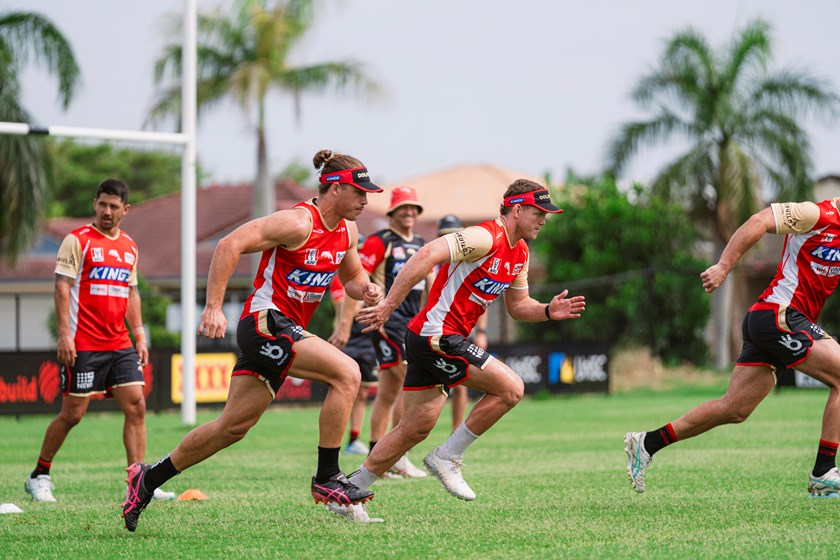 Tom Gilbert in pre-season training with the Dolphins.