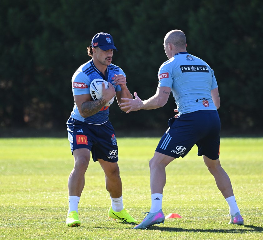 Kotoni Staggs enter NSW Blues camp before Game Two to help with preparations.