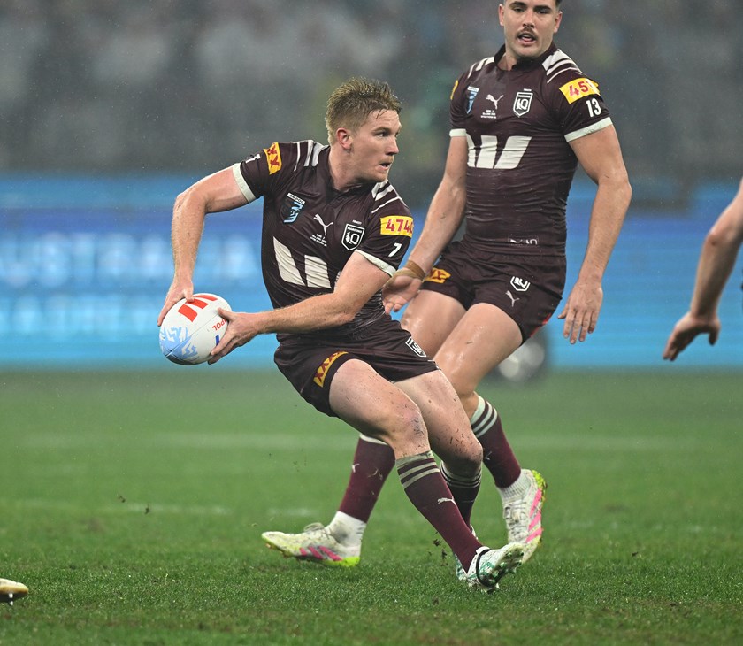 Tom Dearden in action for the Maroons in Game Two.