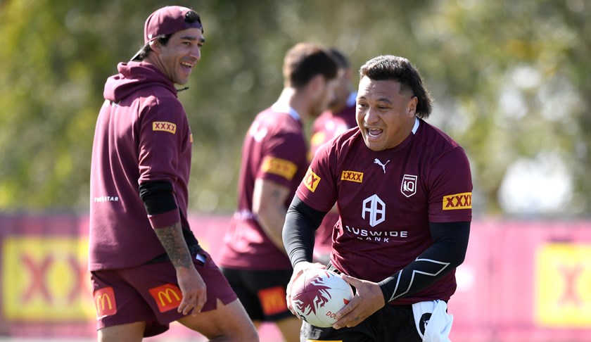 Josh Papalii at Maroons training in 2022.