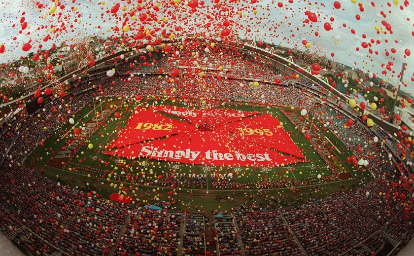More than 40,000 fans packed into the old Sydney Football Stadium for the 1995 grand final. 
