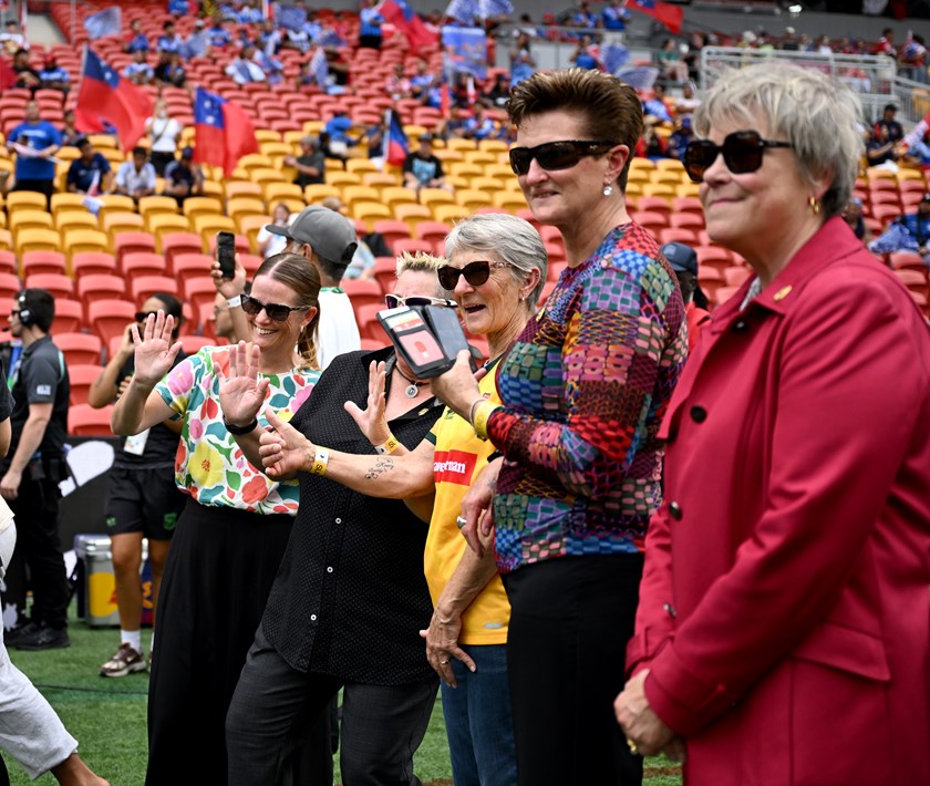 Cath Welch was amongst the Jillaroos 'Old Girls' supporting the team at the Pacific Championships game against Fetu Samoa.