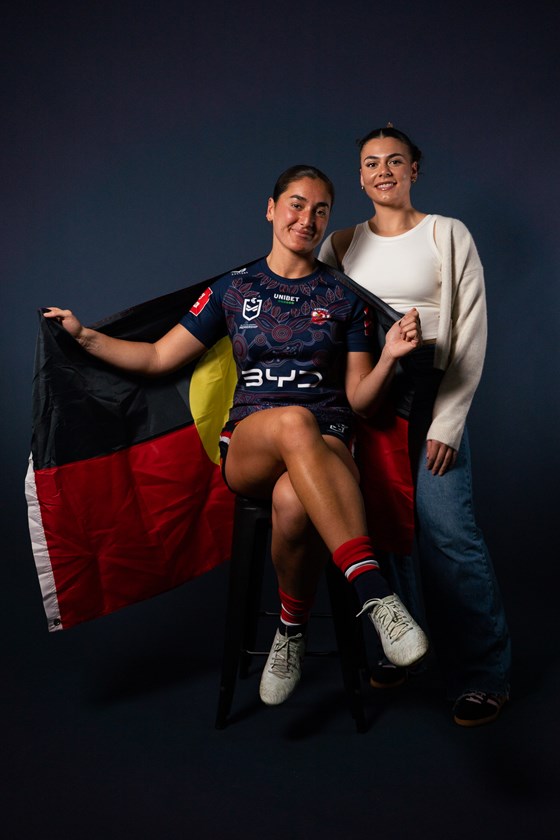 Olivia Kernick with jersey artist Tylah Mundine.