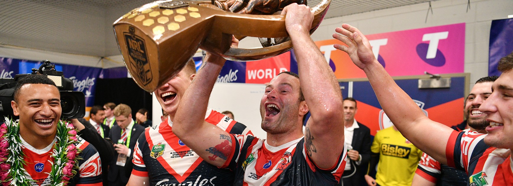 The victorious Roosters dressing room.