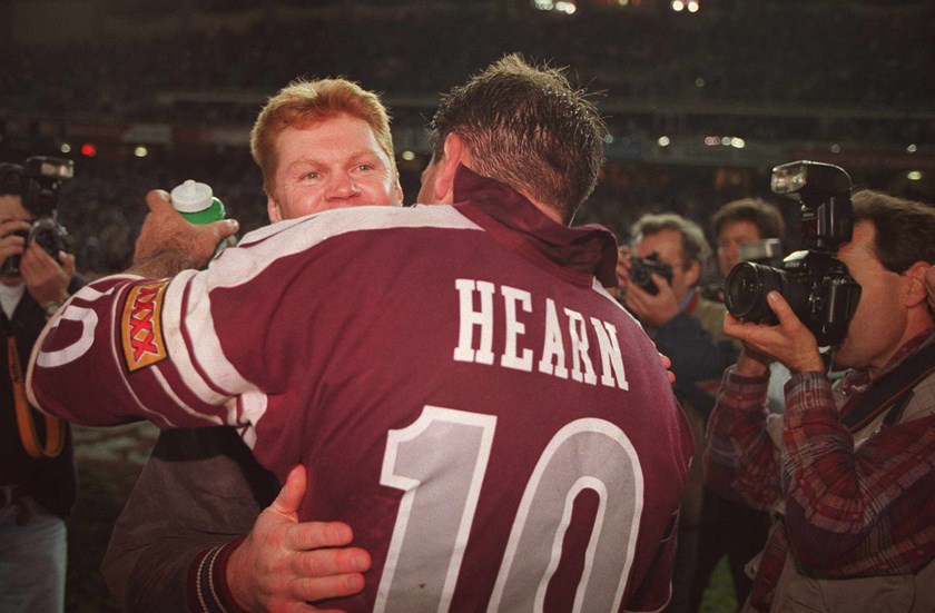 Tony Hearn and Paul Vautin share a special moment after Game Two.