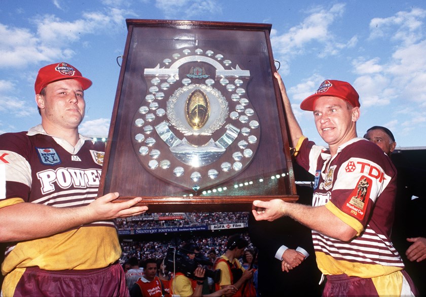 Glenn Lazarus and Allan Langer after the Broncos' first title in 1992.