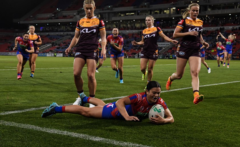 Autumn-Rain Stephens Daly scores out wide for the Knights.