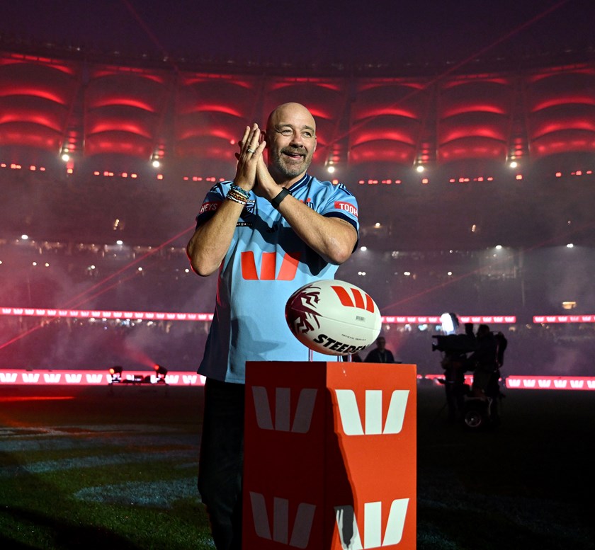 Former Perth Reds legend Mark Geyer has delivered the match ball. MG is one of 35 former Reds players in attendance.