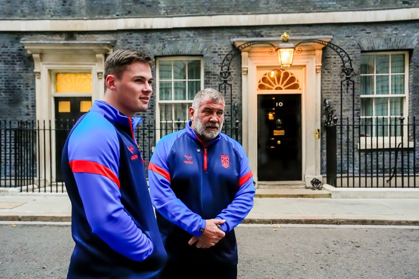 Superstar fullback Jack Welsby and England coach Shaun Wane visit No.10 Downing Street.