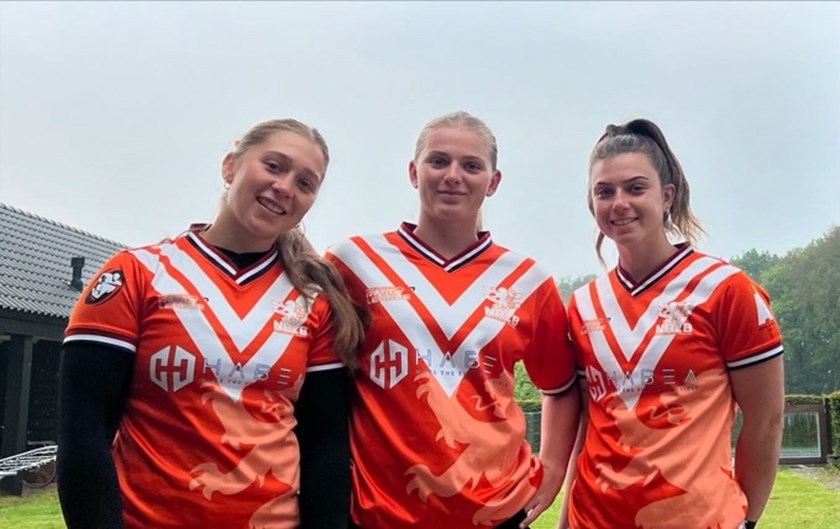 Jessica Kennedy (centre), with sisters Claire and Nicole, helped convince Broncos recruit Linneke Gevers to pursue her NRLW dream.