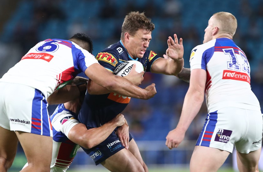 Jai Whitbread in action for the Titans against Newcastle in 2020.